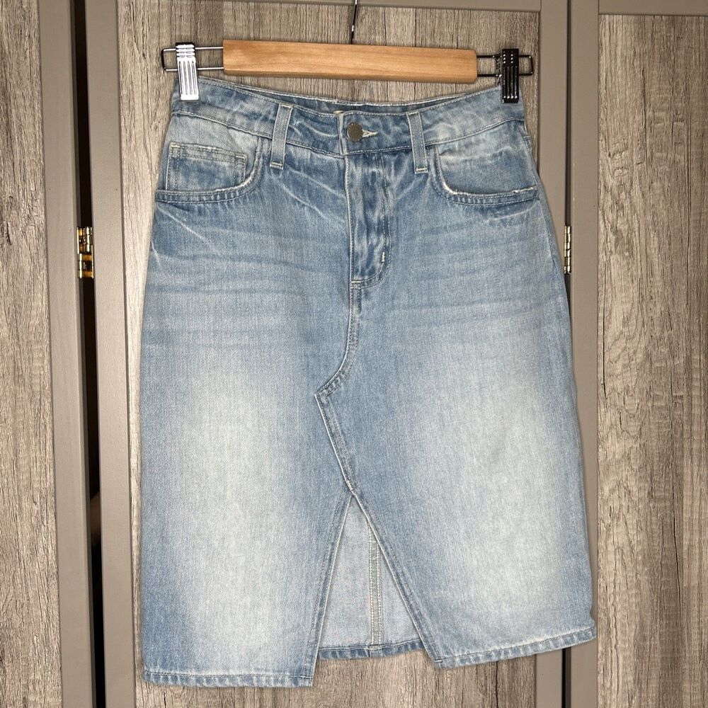 L’Agence Denim Skirt Front Slit Short Tylee
